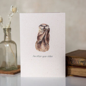 Cute 'An Otter Year Older' Give Back Birthday Card, 2 of 3