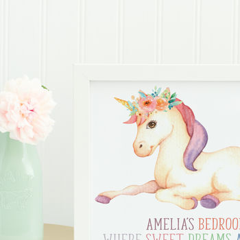 Girls Bedroom Unicorn Print Gift, 2 of 3