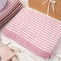 Dawn Pink And Petal Pink Dainty Stripe Baby Blanket, thumbnail 1 of 12