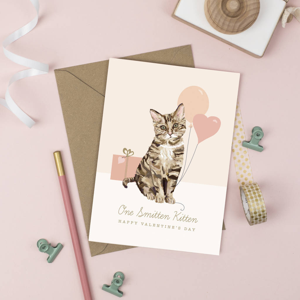 Valentines Smitten Kitten Card By Sirocco Design | notonthehighstreet.com