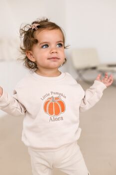 Child's Halloween 'Little Pumpkin' Embroidered Personalised Sweatshirt Jumper, 5 of 8
