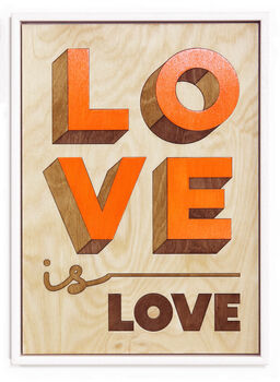 Love Is Love Orange / Wooden Wall Art, 2 of 6