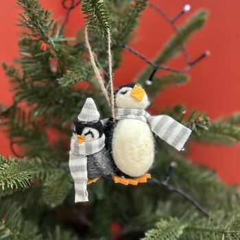 Personalised Mummy And Me Penguin Christmas Decoration, 3 of 4
