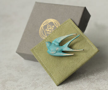 Blue Swallow Bird Brooch, 4 of 8