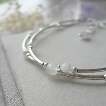 Moonstone And Pearl Double Stranded Bracelet, 5 of 6
