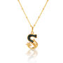 Gold Plated S Initial Necklace With Green Marble, thumbnail 1 of 6