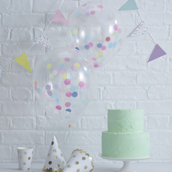 Pack Of Five Confetti Filled Clear Party Balloons, 2 of 3