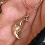 Moonface La Luna Solid Gold Moon Necklace, thumbnail 1 of 11