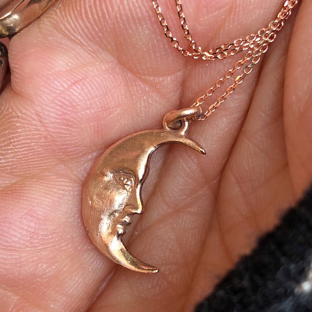 Moonface La Luna Solid Gold Moon Necklace, 1 of 11