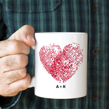 Personalised Valentine’s Day Heart Fingerprint Mug With Initials, 5 of 8