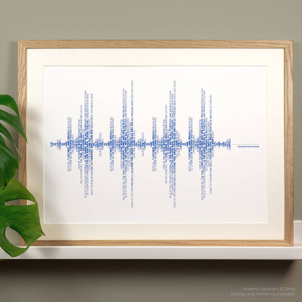Chelsea Football Song Soundwave Typography Print, 1 of 7