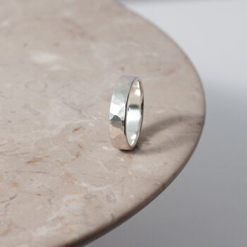 Brushed Hammered Sterling Silver 5mm Ring, 3 of 6