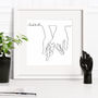 Wedding Line Drawing Hands Together Print, thumbnail 1 of 8