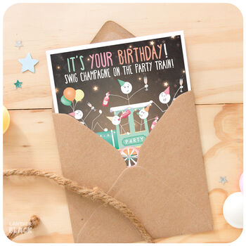 Party Train Funny Birthday Greeting Card For Him Her, 4 of 6
