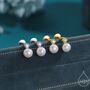 Tiny Genuine Pearl And Cz Internally Threaded Flat Back Earrings, thumbnail 1 of 10