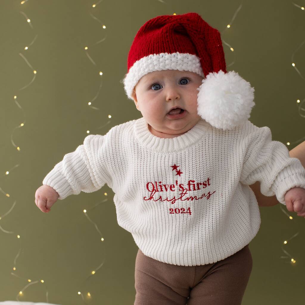 Personalised First Christmas Baby Jumper, 1 of 5