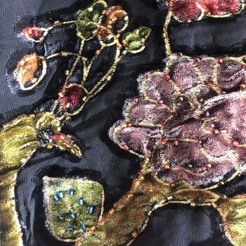 Embroidered Velvet Peacock Scarf, 6 of 7