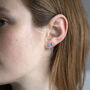 Sterling Silver Chain Double Turquoise Stud Earrings, thumbnail 3 of 7