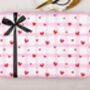 Valentine Wrapping Paper With Gingham Heart Design, Three Sheet Pack, thumbnail 2 of 2