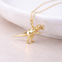 Personalised Gold Plated Sterling Silver T Rex Dinosaur Pendant Necklace, thumbnail 1 of 6