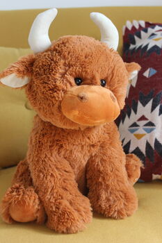 Large Scottish Highland Brown Cow Soft Toy, 7 of 7