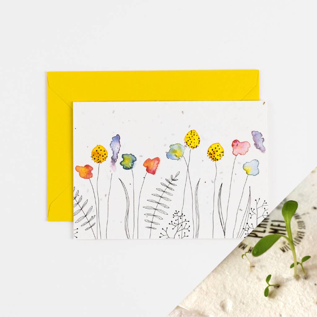 Cornfield Watercolour Plantable Seed Card, 1 of 8