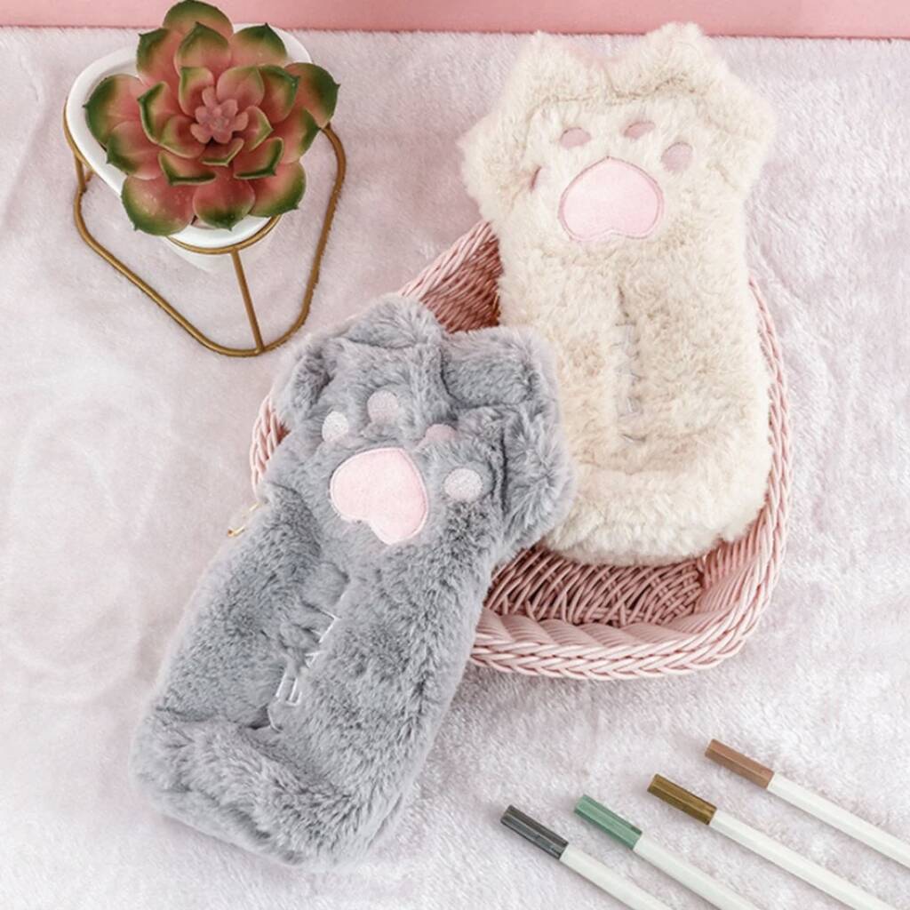 Cat Paw Fluffy Pencil Case By Coral and Ink | notonthehighstreet.com