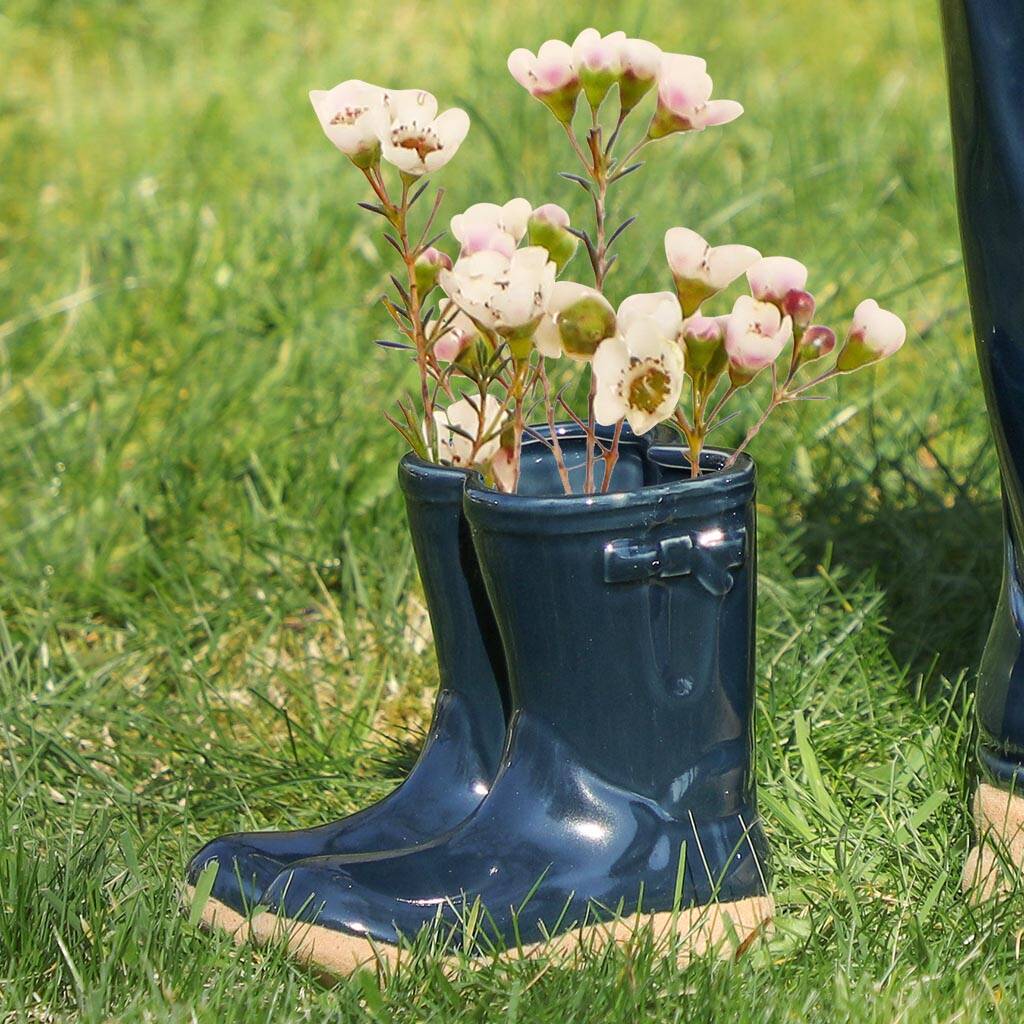 Little Gardener Set Of Welly Boot Planters By Dibor
