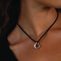 Wave Silver Pendant Cord Necklace In Rhodium Plated Sterling, thumbnail 6 of 7