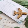 Eucalyptus Wedding Boarding Pass Save The Date With Wooden Magnetic Plane, thumbnail 3 of 6