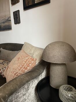 Elara Lamp Papier Mâché And Iron In Natural Grey Or White, 7 of 10