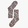 Women's Bamboo Socks Neutral Cream Leopard Print, thumbnail 2 of 2