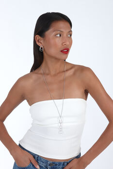 Sterling Silver Petal Drop Necklace Adjustable Chain Pendant Long Length Necklace Handmade Layered Necklace Pendant, 9 of 12