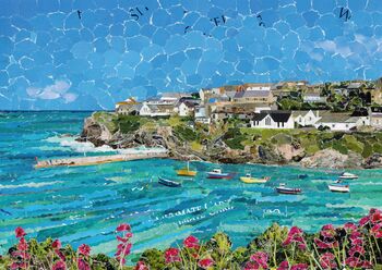 Port Isaac Cornwall Upcycled Collage Greetings Card, 2 of 4