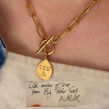 Personalised Handwriting T Bar Necklace With Paperclip Chain, 5 of 7