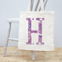 Personalised Floral Initial Canvas Bag, thumbnail 1 of 4