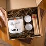 New Mum Funny Gift, Upgraded To Milf Baby Shower Candle Gift Set, thumbnail 3 of 8