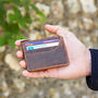 Brown Buffalo Leather Slim Zipped Card Holder, thumbnail 3 of 8