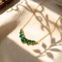 Graduated Round Emerald Stones Gold Plated Necklace, thumbnail 1 of 4
