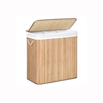 150 L Clothes Laundry Hamper Basket With Three Sections, 4 of 6