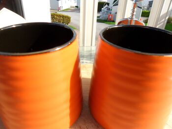 Set Of Two Reactive Glaze Brûlée In Pumpkin Orange And Chocolate Brown, 4 of 9