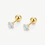 Gold Or Silver 3mm Solitaire Round Stone Earrings, thumbnail 1 of 5
