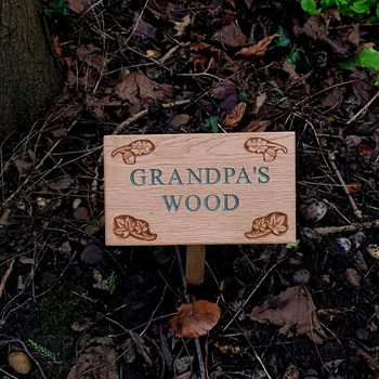 Personalised Engraved Oak Plaque With Stake, 2 of 4