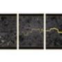 London Triptych Map Screen Prints | Black And Gold, thumbnail 2 of 5