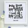Personalised Valentine Sun, Moon And Stars Framed Print, thumbnail 3 of 11