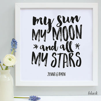 Personalised Valentine Sun, Moon And Stars Framed Print, 3 of 11