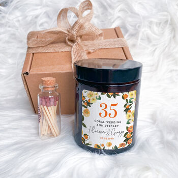 Coral 35 Years Candle Personalised Gift, 4 of 6