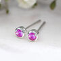 Mini Sterling Silver Bright Pink Opal Stud Earrings, thumbnail 5 of 11