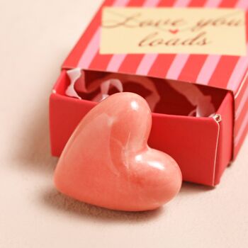 Tiny Matchbox Love You Ceramic Heart Token, 2 of 3