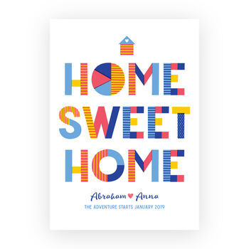 Home Sweet Home Personalised Gift Print, 6 of 6